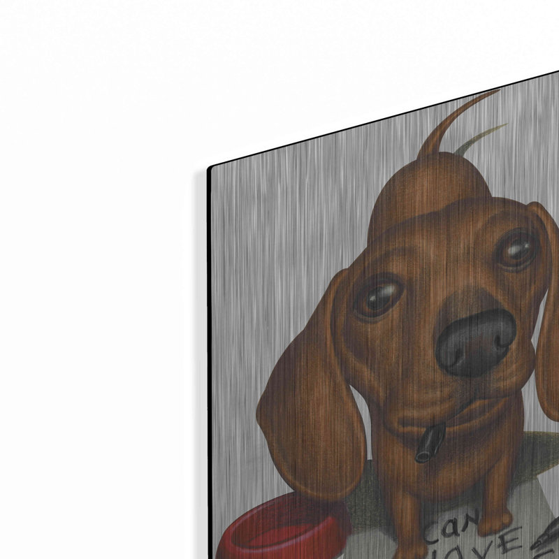«Brown Dachshund With Sharpie And Sign» par Danny Gordon, H 16 po x l 12 po