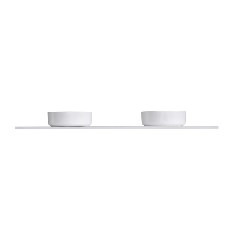 Dessus de meuble-lavabo blanc en pierre de quartz 60 po avec double vasque ronde en céramique