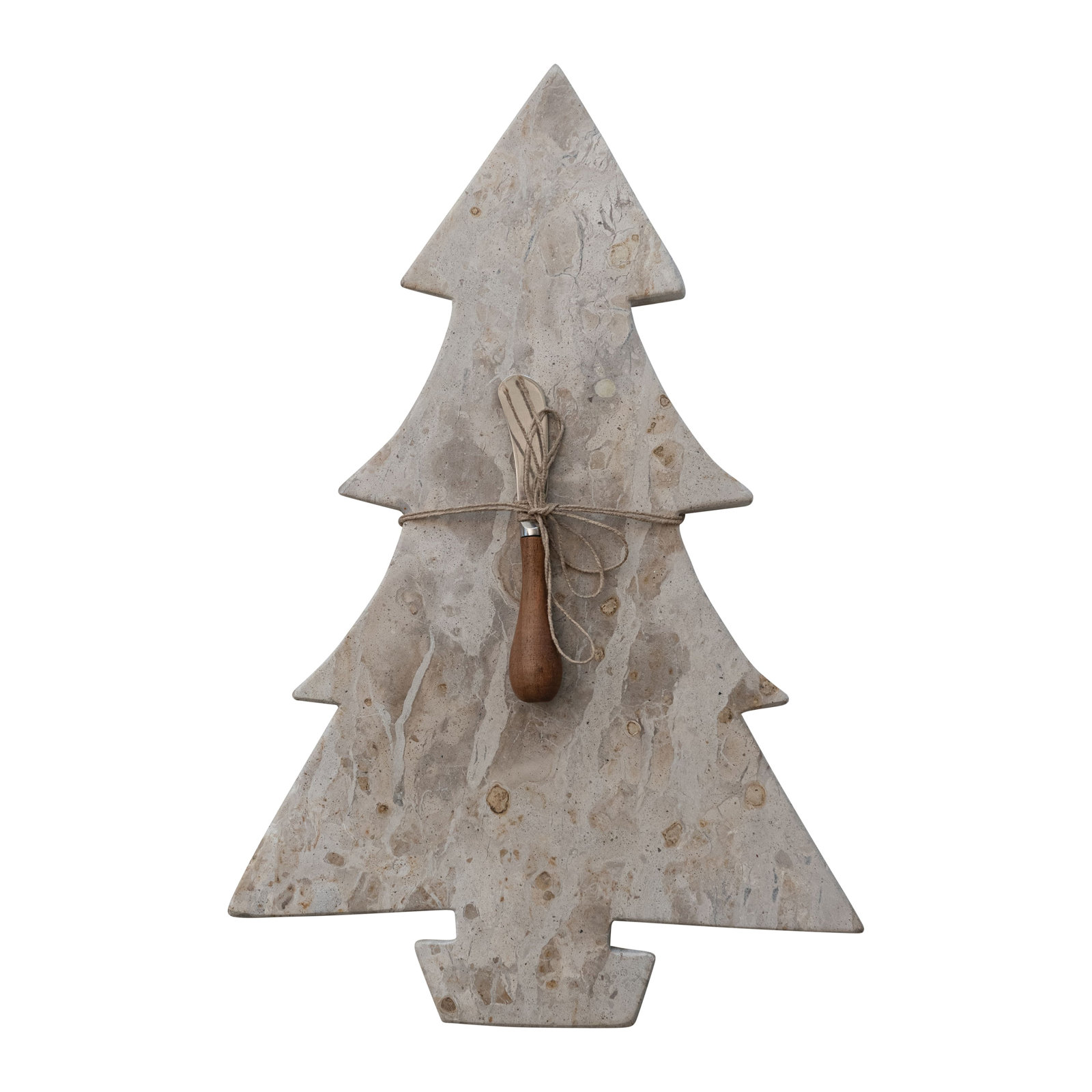 Marble Tree Shaped Cheese And Cutting Board With Stainless Steel And Mango Wood Canape Knife