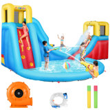 15.42' x 14.57' Inflatable Slide with Water Slide and Air Blower