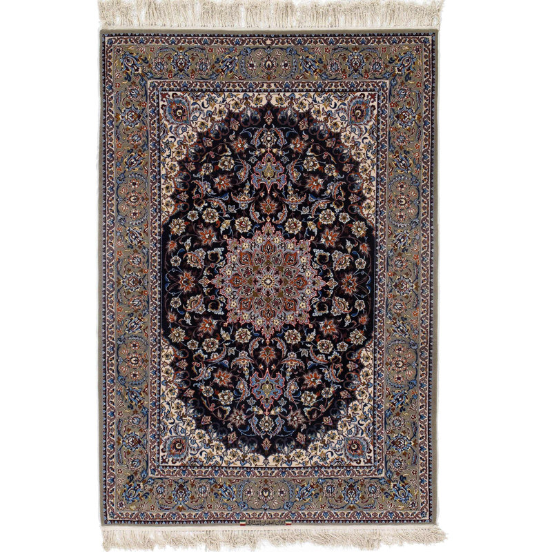 Mijanur Oriental Area Rug in Navy Blue