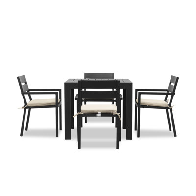 Eartha Square 4 - Person Power Coated Aluminum Dining Set with Cushions by AllModern