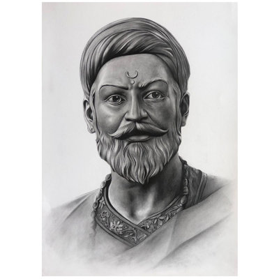 Chatrapati Shivaji Maharaj | Graphite sur papier | Kuldip Jathar