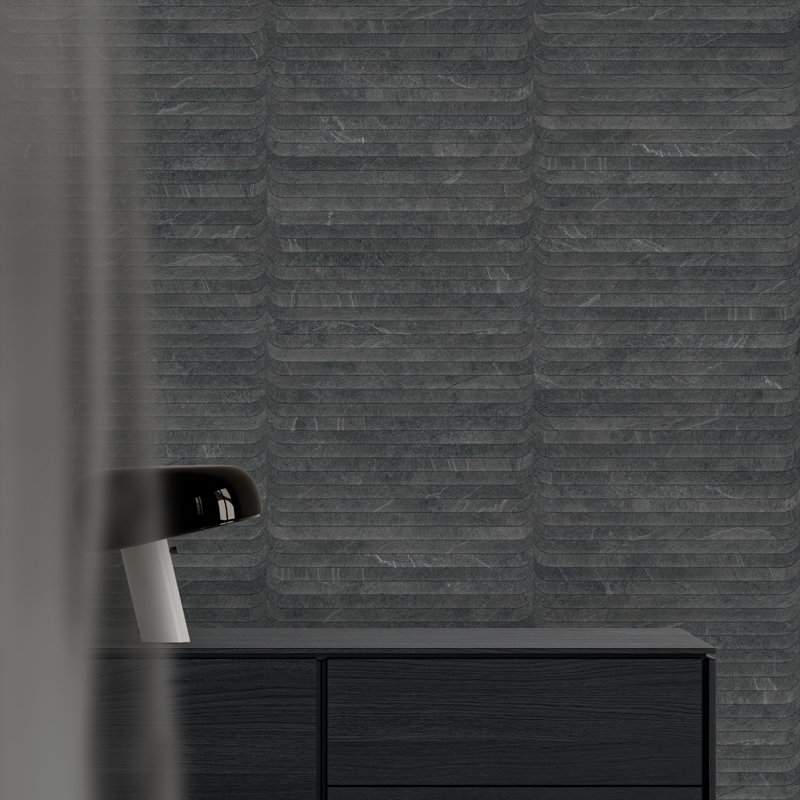 Spanish Deco Nordvik 12"x 24" Slate Look Matte Porcelain Wall Tile (5 PCS, 10.76 Sq. Ft./Case), Black