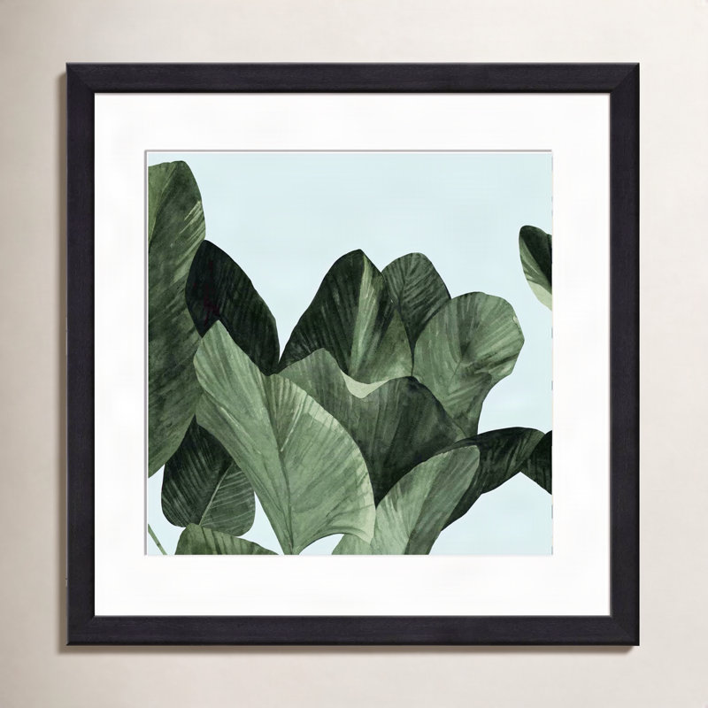 «Celadon Palms I» par Emma Scarvey - peinture encadrée, Noir, H 36 po x l 36 po