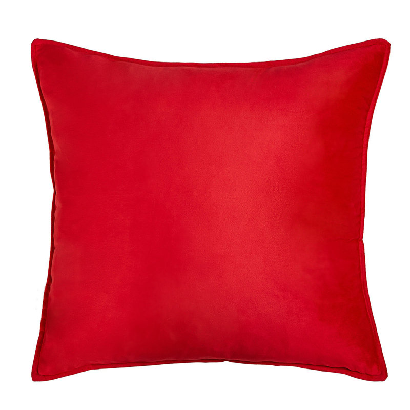  Housse de coussin carré en velours, H 20 po x l 20 po, Rouge, Polyester