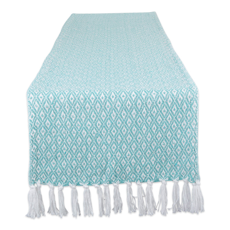 Anoka Geometric 100% Cotton Table Runner, Aqua