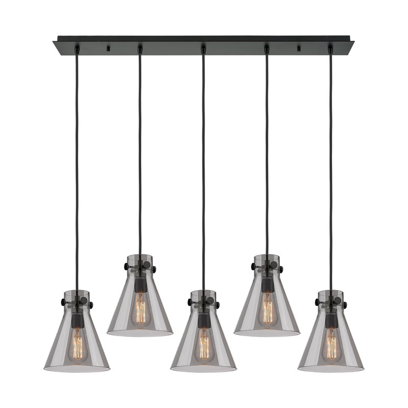 Amrith 5 - Light Cone Pendant, Light Smoke, Matte Black