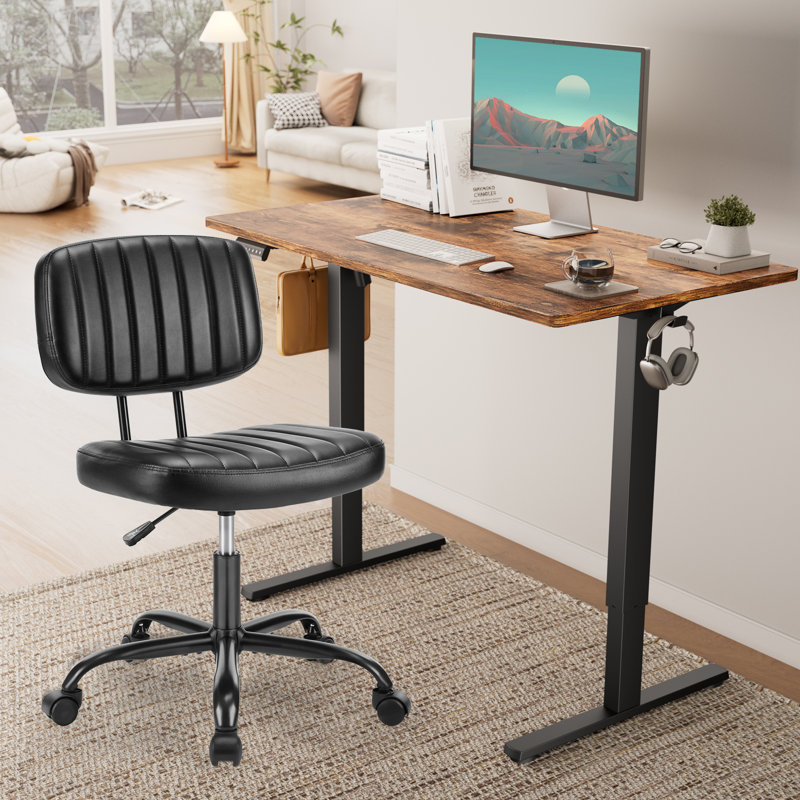 Ensemble de bureau et de chaise de bureau moderne 2 pièces Modern - Bureau électrique avec hauteur réglable, Brun / Noir
