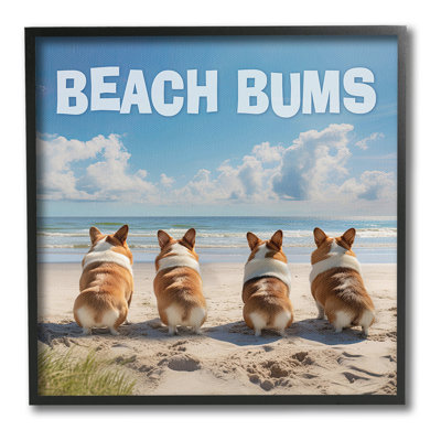 «Beach Bums Corgis», art de la giclée encadrée par Jim Baldwin