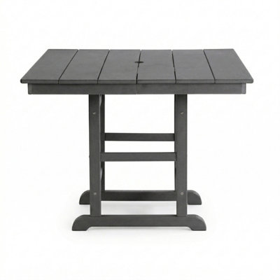 Gray HDPE Folding Square Patio Dining Table 37.8" L x 37.8" W x 29.52" H All-Weather 1-Piece Outdoor Table