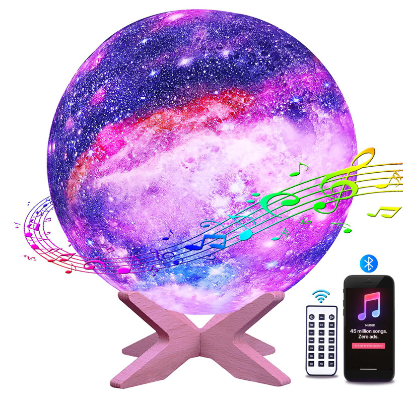 Moon Lamp with Bluetooth & White Noise, 5.9 Inch Multicolor 3D Night Light