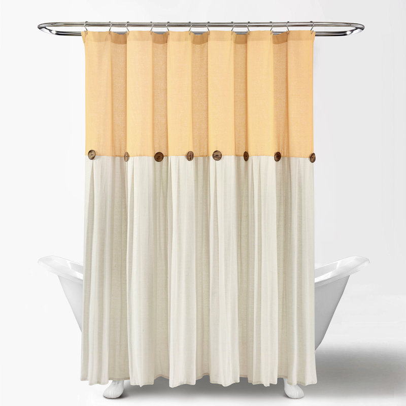 Ruya Polyester Blend Shower Curtain, Yellow/White, 183cm W x 183cm L