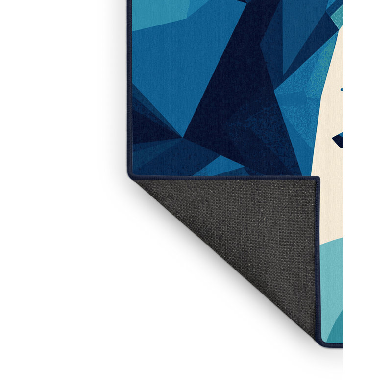 Tapis à motif géométrique doux et moelleux en bleu et bleu marine moderne, Carré 4 pi