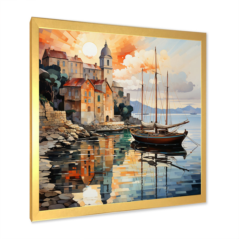 «Coastal Port Of Tranquility I» - Art mural sur toile nautique et plage, H 36 po x l 36 po x P 1,5 po