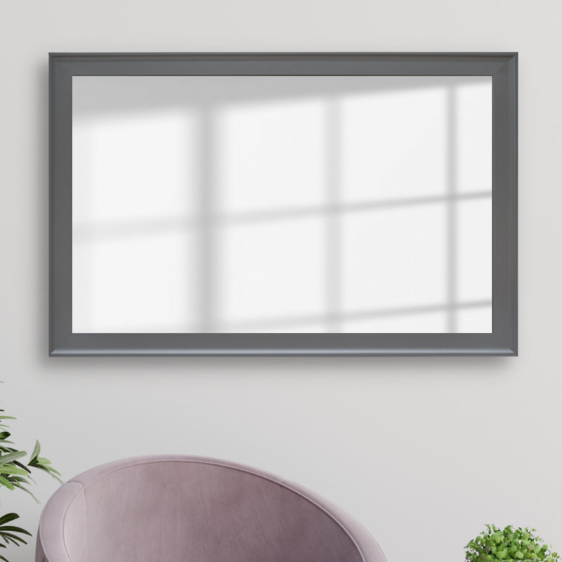 Morgan Wood Framed with Safety Backing Ideal for Bathroom / Vanity Mirror, 20" x 24", Dark Grey