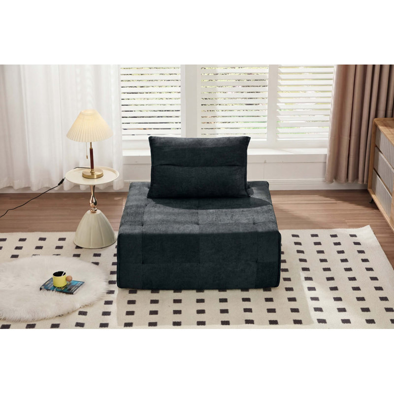 Canapé modulaire à dossier profond et sans assemblage, Black Chenille