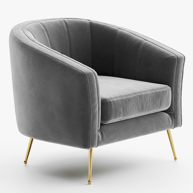 Lucciano Velvet Barrel Chair, Gray