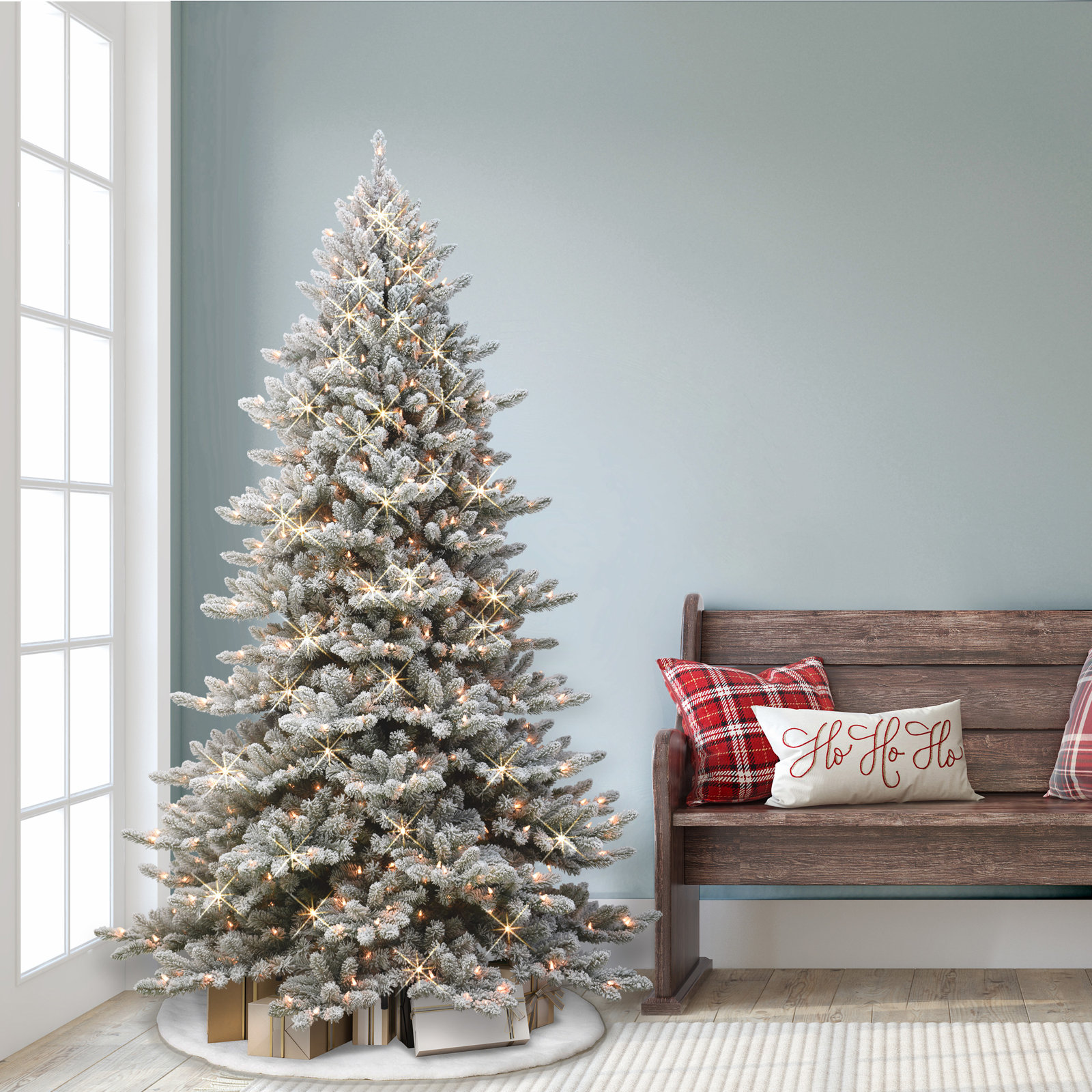 Frosted Pre-Lit Fir Christmas Tree, 6.5' H