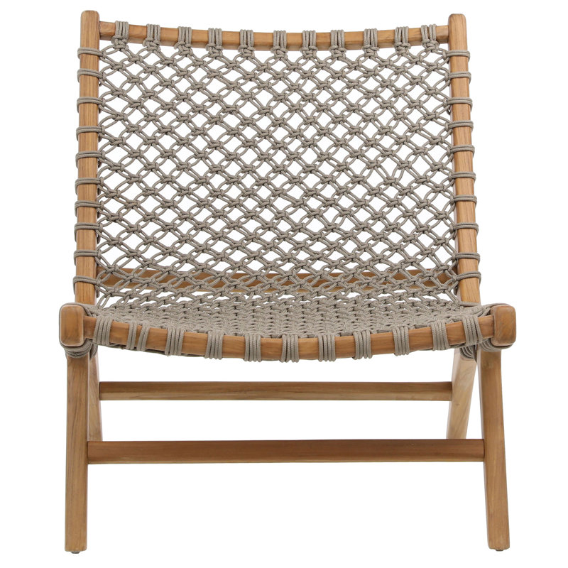 Méridienne d'extérieur en teck avec corde Alacam, taupe, gris