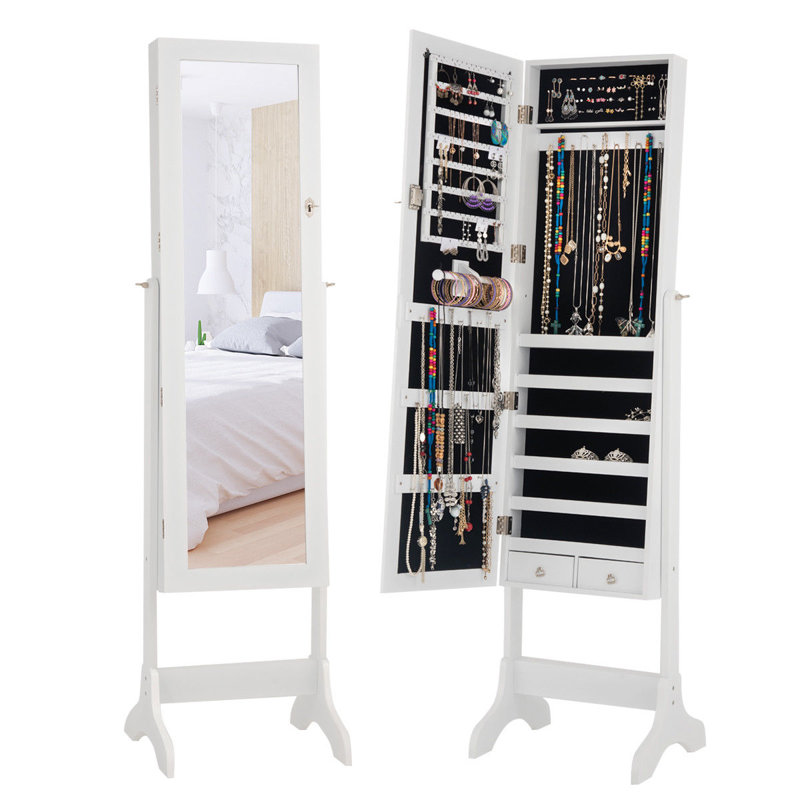 Armoire à bijoux avec miroir Mynatt, blanc