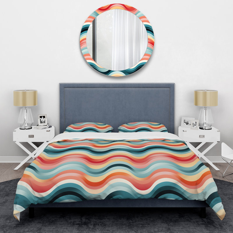 Ensemble de housse de couette à chevrons en polyester microfibre Colorful Whirls