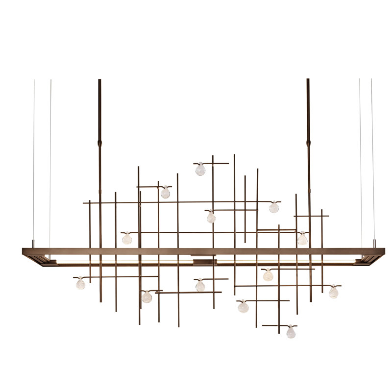 Four Seasons Spring Kitchen Island Linear LED Pendant, Long, Modern Brass