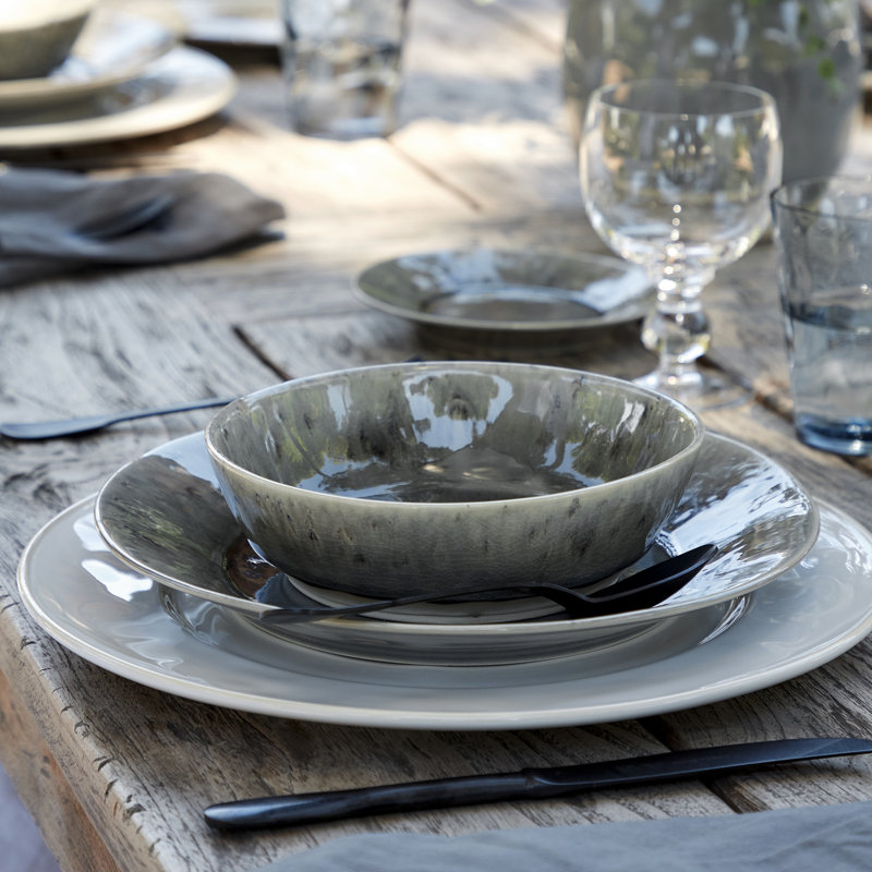 Madeira Handmade Stoneware Dining Bowl, Gray