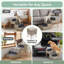 H 15,6 po H 2 en 1 pliable en bois pour chien avec escalier et repose-pieds antidérapant pour canapé, lit et véhicule - Gris clair