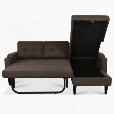 Canapé moderne avec rangement intégré et conception convertible pour un confort peu encombrant et une utilisation multifonctionnelle.