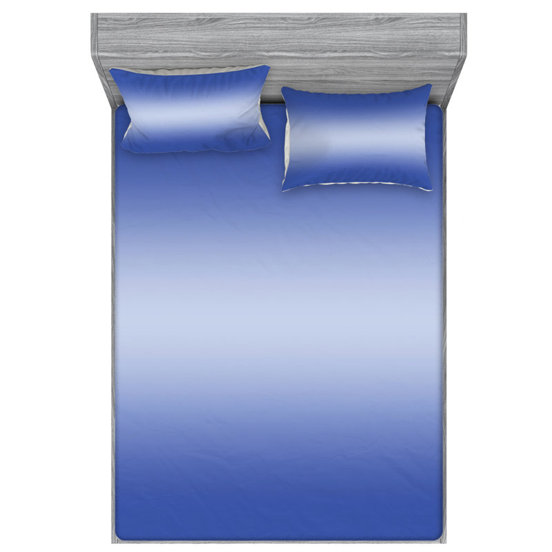 Microfiber Ombre Sheet Set, Full/Double Sheet Set with 2 Pillowcases, White/Blue
