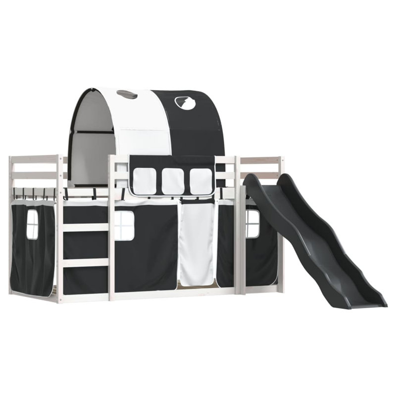 Pocono Bunk Bed Themed Beds with Trundle Included, Black, Single (90 x 200 cm), White
