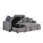 Canapé-lit modulaire réversible en tissu gris de 96 po Noemi II avec méridienne de rangement, porte-gobelets, port de chargement USB et coussins décoratifs