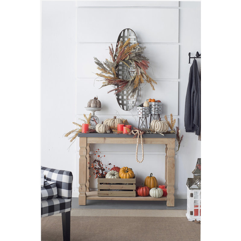 12.5" x 3" x 37.5" Metal Wall Art with Grid Pattern