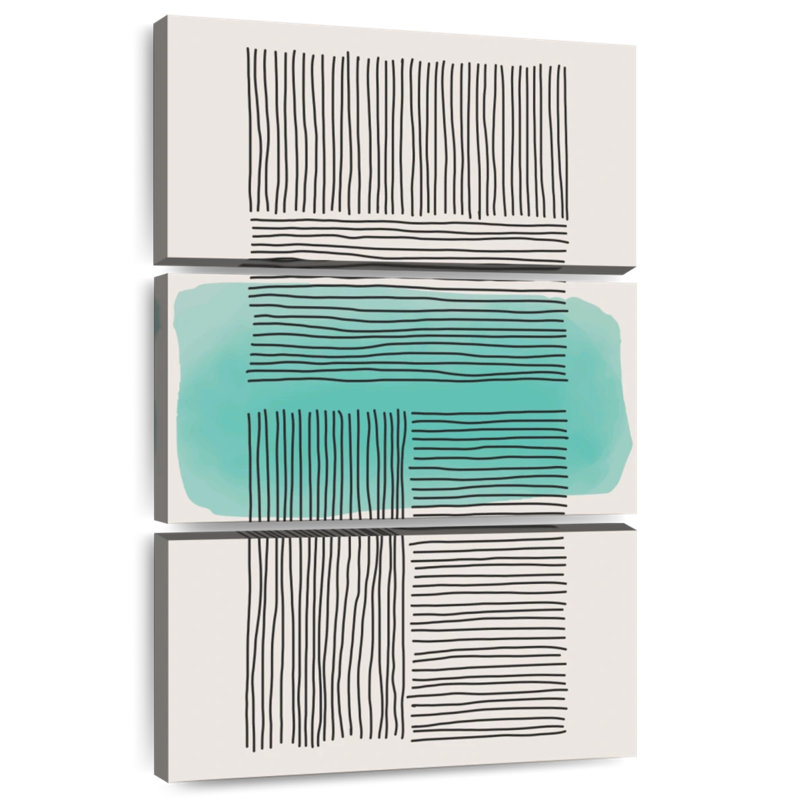 Avery lignes abstraites sur fond vert, H 65 po x l 42 po