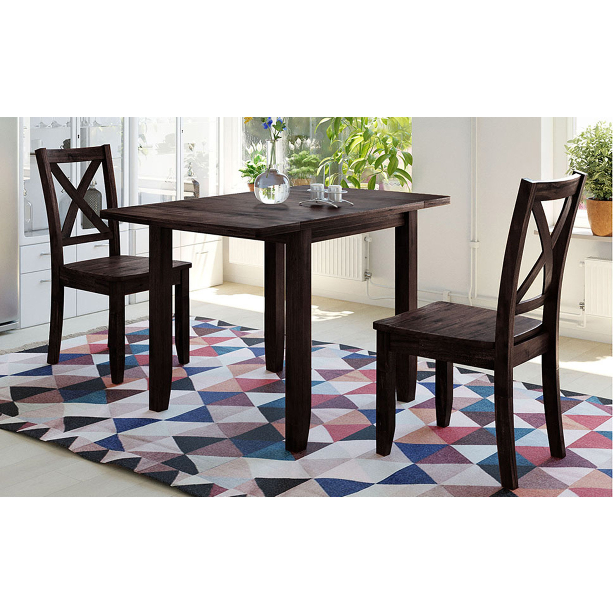 3 Piece Dining Table Set Breakfast Nook Dining Table with Two Benches,White