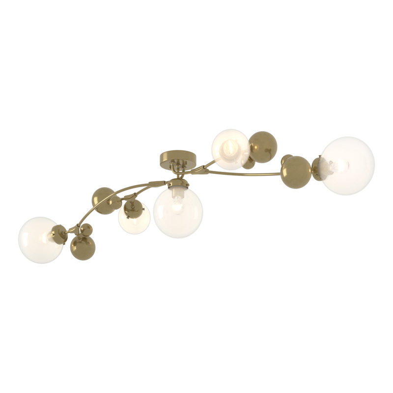 Sprig 5 - Light 61.7" Semi Flush Mount, Opaline, Modern Brass