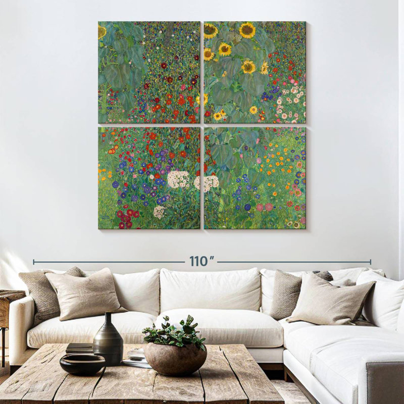 Harnek Farm Garden avec tournesols 1907, H 74 po x l 74 po