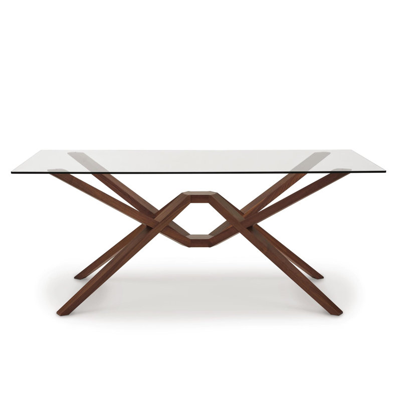 Exeter Glass Top Table, 72" W x 42" D, Natural Walnut