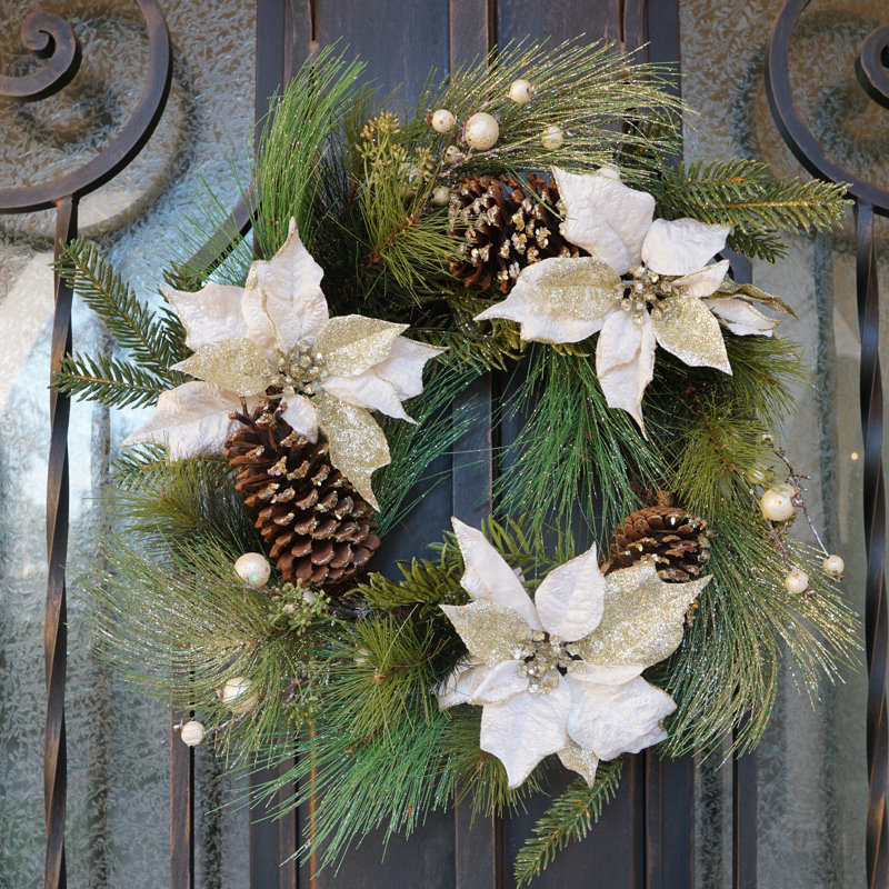 Couronne de Noël 24 po Poinsettia
