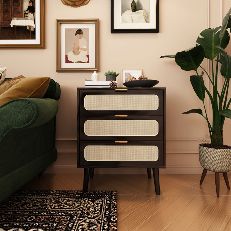Harmony-Ellie 23.6" W 3-Drawer Solid and Manufactured Wood Chest, Black