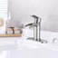 Robinet pour salle de bain à poignée simple Modern Nickel brossé avec plaque de pont et trop-plein pour salle de bain-121629461