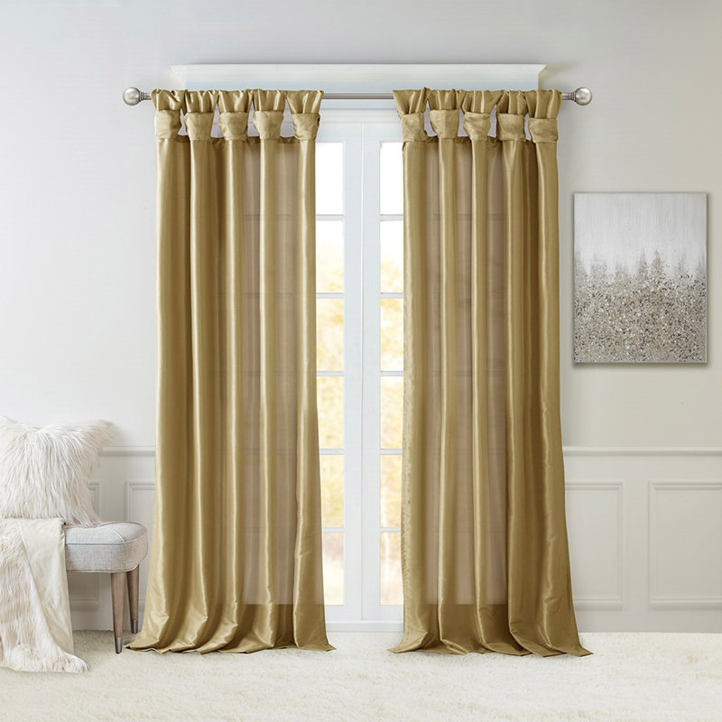 Panneau de rideau de fenêtre Twist Tab, Olive, L 50,13 po x L 108,16 po