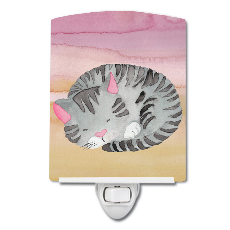 Sleeping Cat Ceramic Night Light