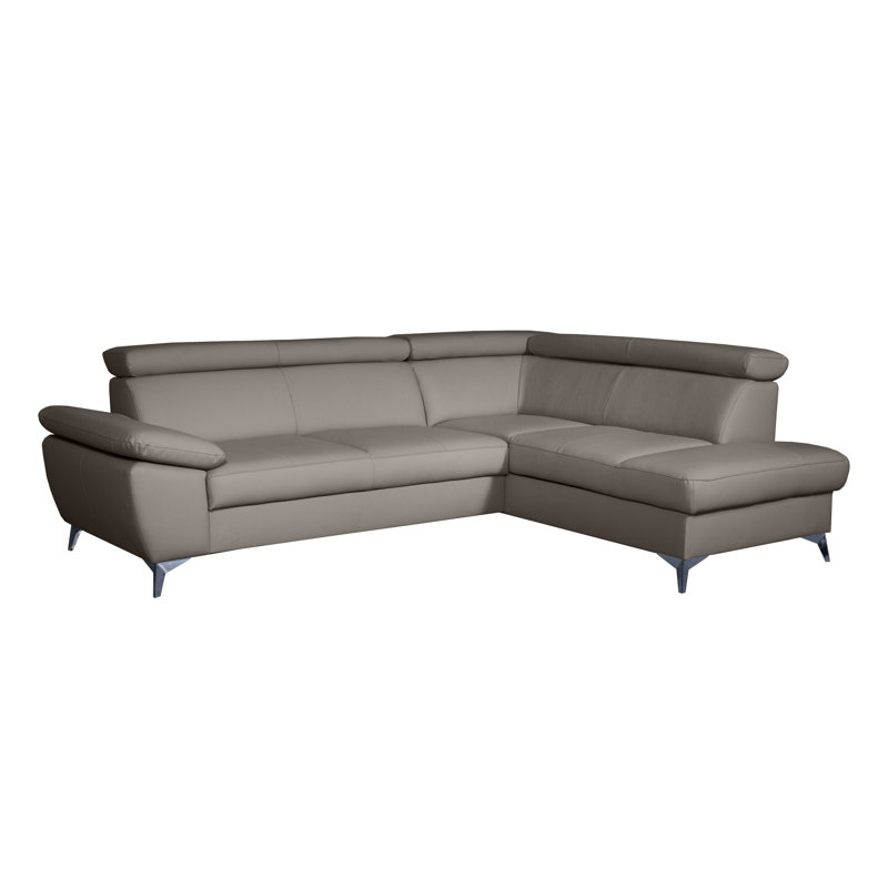 Ashianna 4 Seater Genuine Leather Sofa Bed with Adjustable Headrests & Adjustable Armrest, Right Hand Facing, Taupe