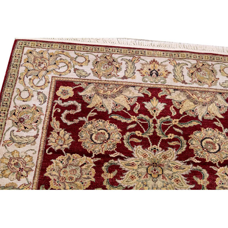 Tapis rouge et ivoire noué à la main de haute qualité