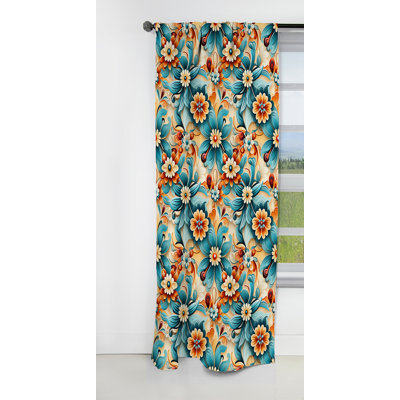 Rideau damassé vintage en velours marocain rétro I - fleurs