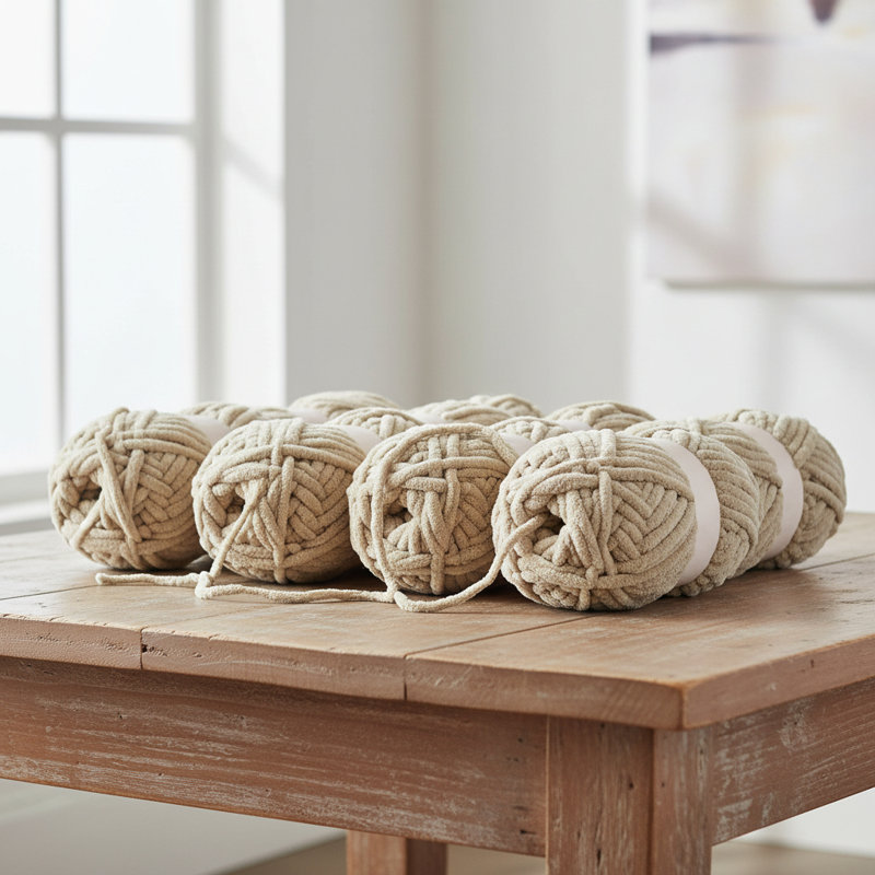 Fil de chenille kaki épais - Fil épais et moelleux pour le crochet et le tricot, couvertures, peluche douce, paquet de 8