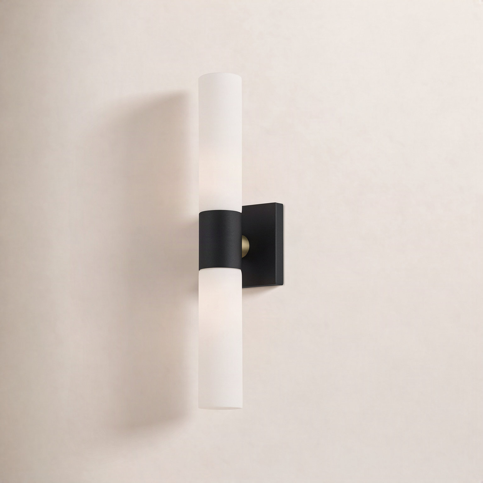 Cailum 2-Light Dimmable Vanity Light, Textured Black/Antique Brass