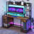 Screven 59" Computer Desk with Display Storage Shelves and Colorful LED Light-804647570